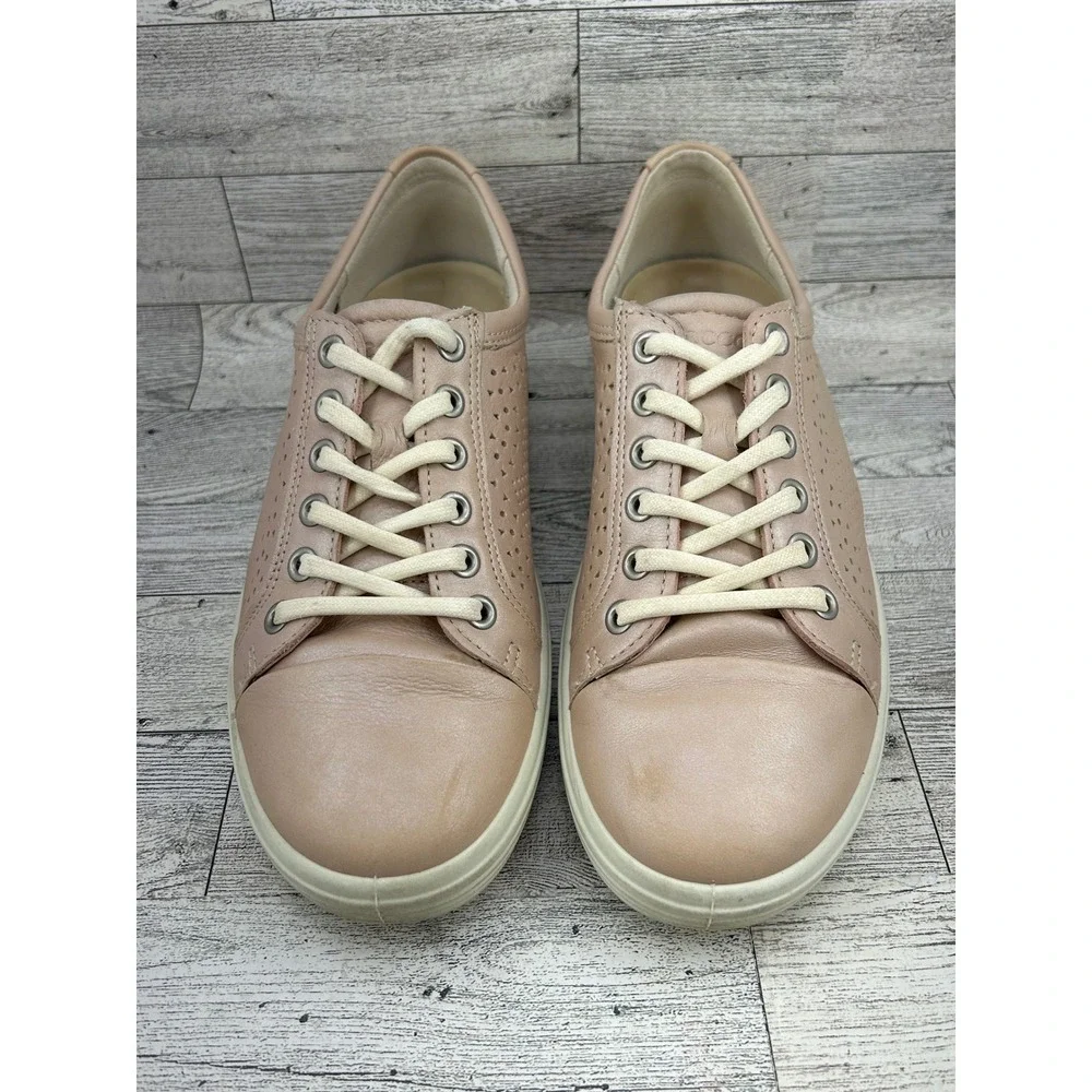 ECCO Soft 7 Perforated Leather‎ Lace Up Sneakers Rose Pink EU 39 US 8